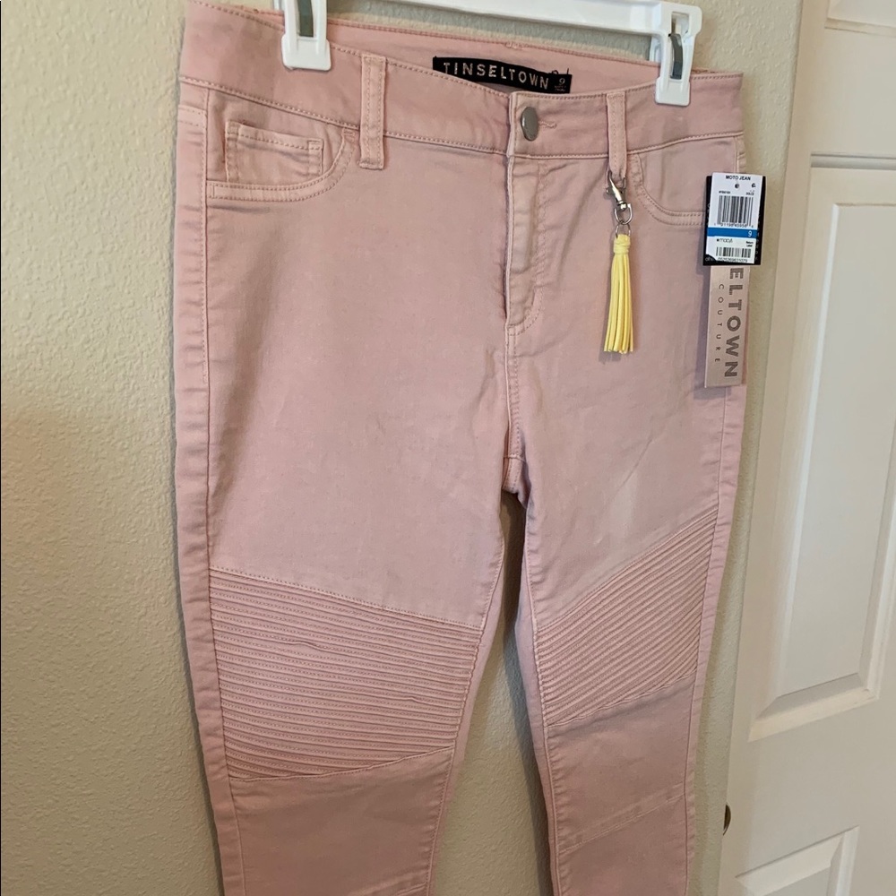 Tinseltown Denim Couture Moto Jeans - Pink size 9